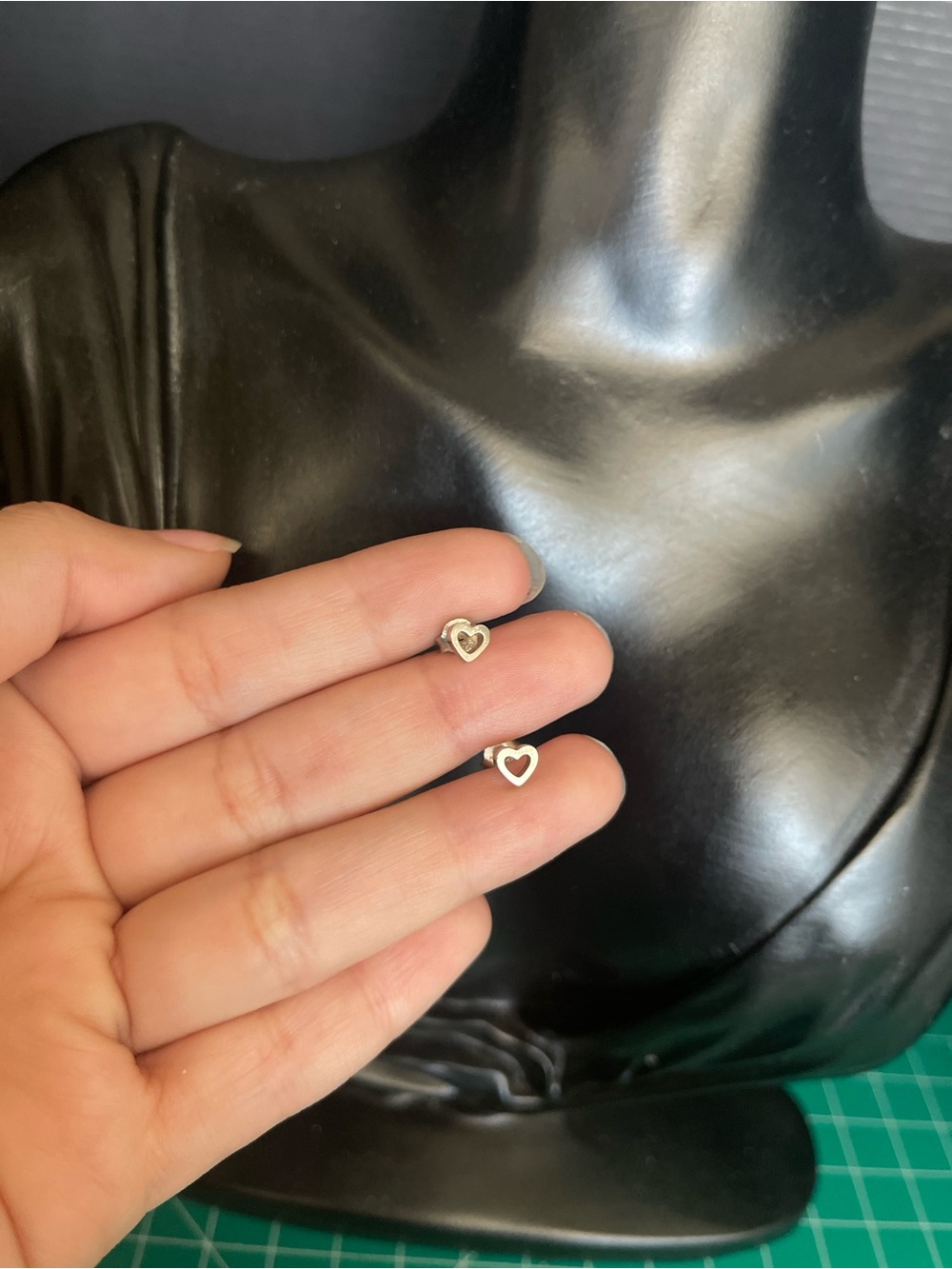 Sterling silver heart cut out dainty stud earrings